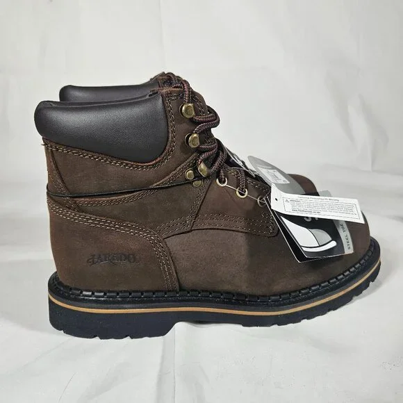 Laredo Brown Ruf Rider Steel Toe Lace Up Boots Men's Size 8.5 66344